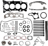 Cylinder Engine Head Gasket Set + Engine Timing Chain Kit W/Sprocket & Tensioner & Guide, for Toyota