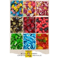 CHOCOLATE ROYALE - BORONG GUMMY Bebeto | Haribo | Jellopy Assorted Rainbow Mix Sour Repack (HALAL) G