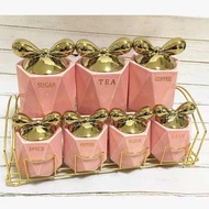 Round Ribbon Spice Jar Set of 7 + Rack / Ribbon's Spice Jar Set