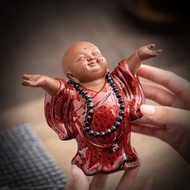 Ceramic Ceremony Zen Little Monk Novice Ceramic Buddhist Ornaments Chinese Character Entrance Deskto