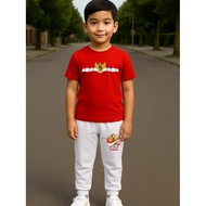 MERAH Boys' T-shirt and Jogger Suit Hut Ri 80 Suit 17 August Red and White Uniform Indonesian Indepe