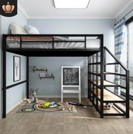 270x175x160cm DOUBLE DECKER WITHOUT MATTRESS LOFT wooden bed japanese premium king bases queen size double home house thick pine australia simple modern Frame kid children child small kecil furniture bedroom Katil Besi Single Steel NSY Bed Frame
