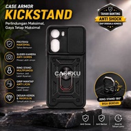 Case poco C81 Pro poco C85 Armor Slide Protect Camera Case Robot + RingStand Case Black poco C81 Pro