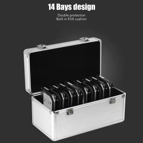Hard Drive Case Hard Drive Storage Box 14 Bays Double Lock Design Hard Drive Case for 2.5in 3.5in Ha