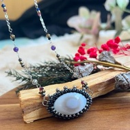 Owyhee Opal 藍蛋白石 串珠吊墜 配 鎖骨鏈