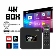 OM MAX Smart Voice TV Box Android 14.0 latest unlock full channel + movies 5G WIFI + Bluetooth 5.0 Y