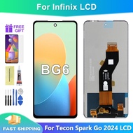 6.6" Infinix Smart 8 Smart8 HD X6525 / Tecno Spark 20C BG6 BG7n LCD Display Touch Screen Digitizer A