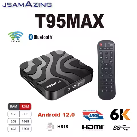 T95 MAX Android 12.0 Smart TV Box Wifi 6 6k 2.4g & 5g Bluetooth 4.0 4g16g 32gb 64gb Quad Core Set To
