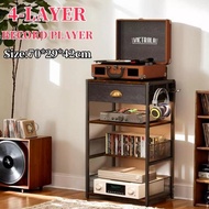 4-Tier Wooden AV Media Stand Drawer Versatile CD Storage Holder Room Multi-functional Storage Rack