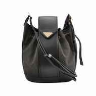 Saint Laurent牛皮拼色三角YSL logo水桶包單肩包