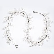RECUTMS Artificial Berry Garland 6.4FT White Berry Garland for Christmas Tree Mantel Artificial Christmas Berry Garland Christmas Decorations Indoor Home Decor Table(White Fruit)