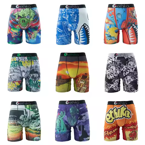 ETHIKA Men Underwear Boxers 1Pcs Breathable Mesh Crotch Man Swimming Underpants Plus Size L-3XL Mens