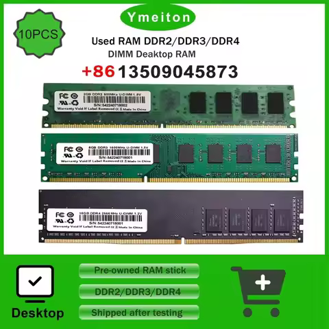Ymeiton 10pcs Pre-owned RAM stick DDR2/DDR3/DDR4 800/1600/2666/3200MHZ 4G/8G/16G desktop computer me