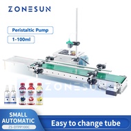 ZONESUN Liquid Filling Machine Automatic 4 Heads Peristaltic Pump Conveyor Bottle Jar Drink Cosmetic