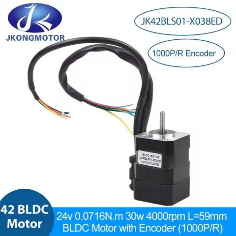 JKM JK42BLS01-X038ED Brushless DC Motor L=59mm 24V 30W 8-poles 0.0716N.m BLDC Servo Motor with Encod