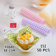 Wax Paper Baking Paper with Square Pattern, Size 15x15 and 18x18 cm ~ 50 PCS. THICKER 38 GSM