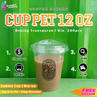 12 Oz Flat PET Cup 14 Oz Oval PET/ Custom Screen Printing Minimum 200 Pcs Coffee Cup/