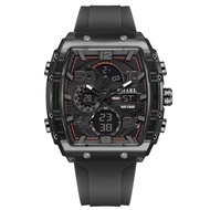 SMAEL Barrel-shaped Electronic Watch Waterproof Dual Display LED Luminous Alarm Clock Mens Student E