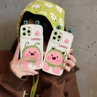 Suitable for IPhone 11 12 Pro Max X XR XS Max SE 7 Plus 8 Plus IPhone 13 Pro Max IPhone 14 15 Pro Max Cute Loopy with Frog Ears Phone Case Little Accessories Interesting Design