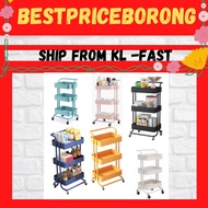 READY STOCK Multifunction 3 Tier Trolley Storage Racks Office Shelves Home Kitchen Rack Book Shelving Toys Storage