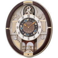 [Powermatic] Seiko Qxm289B Analog Brown Color Brown Marble Pattern Dial Melodies In Motion Wall Clock