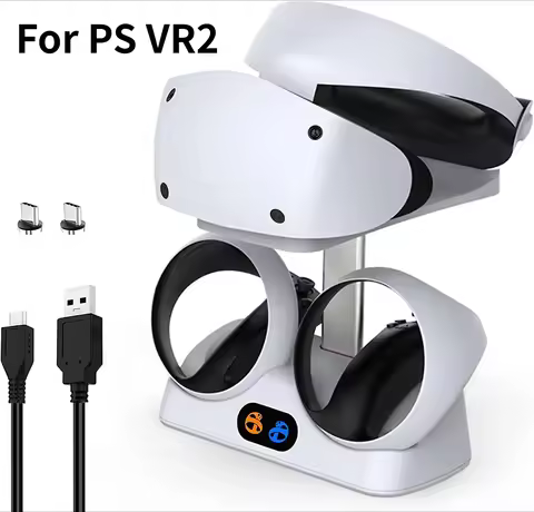 Charging Station Base for PSVR2 Controller VR Headset Display Stand Dual Handle Charge for PS VR2 Pl