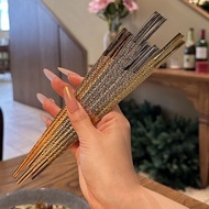 304 Light Luxury Chopsticks Chopsticks Solid Flat Head Korean Style Stainless Steel Gold Silver Tabl
