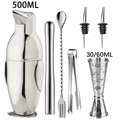 New Stainless Steel Cocktail Shaker Bartending Tools Bartender Kit Martini Sharker Drink Mixer Set h