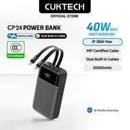 【3C  Certification】CUKTECH 20000mAh 40W Fast Charging Built-in Dual Cables Powerbank iP 38W Max Xiao
