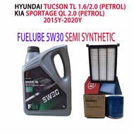 HYUNDAI TUCSON TL 1.6/2.0 , KIA SPORTAGE  QL 2.0 OIL FILTER + AIR FILTER + FUELUBE 5W30 SEMI  SYNTHE