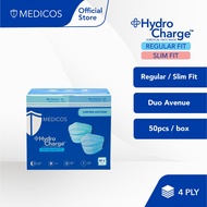 MEDICOS HydroCharge 4 Ply Surgical Face Mask Regular And Slim Fit - Duo Avenue Mint + Blue (50's x 1 Box)