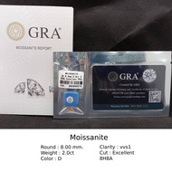 เพชร Moissanite รูปทรงกลม ไซส์ 5.00mm.-9.50mm. Cut: Heart&Arrow Clarity: vvs1 Color: D น้ำ: 100 8H8A