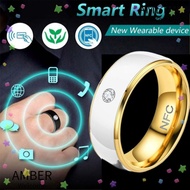AMBER NFC Smart Ring, Multifunctional Stainless Steel Finger Digital Ring, Creative Wearable Connect