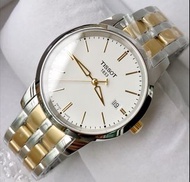 天梭TISSOT Classic Dream 白色面 金銀雙色鋼帶 石英男錶 T0334102201100