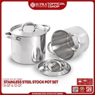 SUPRA Stainless Steel Pan 8 Qt and 12 Qt Stock Pot