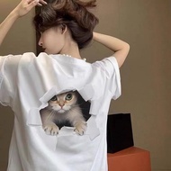 T shirt cute Cat kaos oversize wanita bisa cod baju atasan wanita gambar kucing imut style korea baj