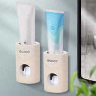 อุปกรณ์ในห้องน้ำในบ้าน PINBO เครื่องจ่ายยาสีฟันอัตโนมัติจัดเก็บแบบคั้นที่เก็บแปรงสีฟันยาสีฟันติดผนัง