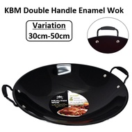 KBM Black Enamel Healthy Wok / Double Handle Wok / Kuali Melekat / Kwali Hitam / 30cm/32cm/35cm/38cm