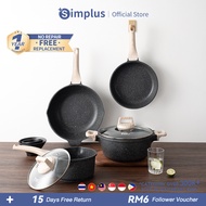 Simplus 24cm Fry Pan/24cm Soup Pot/28cm Wok/18cm Sauce Pot U.S. XYLAN Non Stick Coating Cookware Set