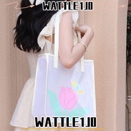 WATTLE1J0  Tote Bag, Jelly Large Capacity Transparent Handbags, Fashion PVC Waterproof Shoulder Bag 