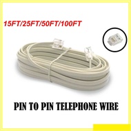 Telephone Cable 7ft/15ft/25ft/50ft/100ft RJ-11 Pin To Pin Cable For Extension Home Telekom Wire