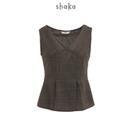 [EXCLUSIVE] Shaka - Check V-Neck Tank Top เสื้อแขนกุด คอวี ลายตาราง BL-A210827