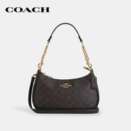 COACH กระเป๋าสะพายไหล่ผู้หญิงรุ่น Teri Shoulder Bag In Signature Canvas CV933 IMXAQ สีน้ำตาล