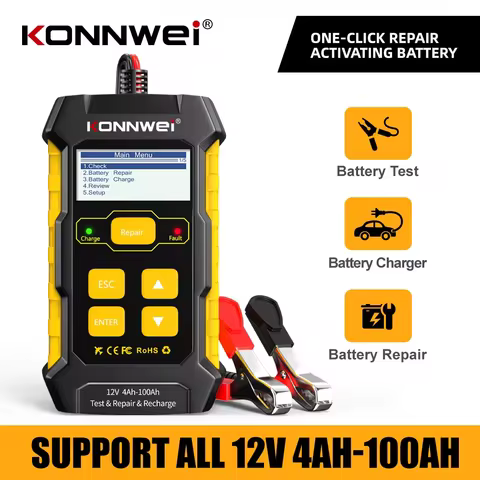 KONNWEI KW510 Full Automatic 12V Car Battery Tester Pulse Repair 5A Battery Chargers Wet Dry AGM Gel