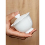 潮州骨瓷蓋碗超薄胎高足二才泡茶碗茶杯單個高檔白瓷功夫茶具套裝