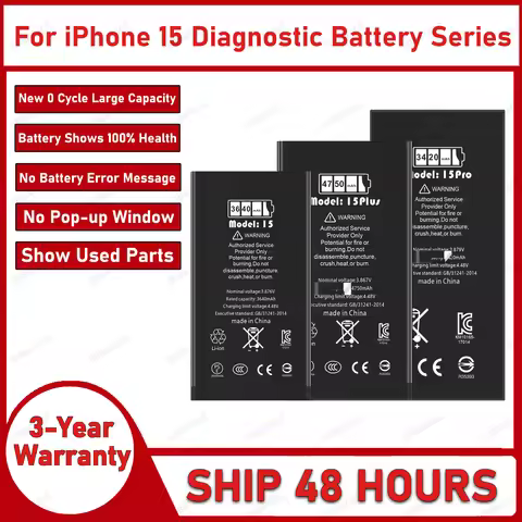 2025 Years 100% New Diagnostic Battery no error message no pop up for iphone 15 15 Pro max 15 PLus b