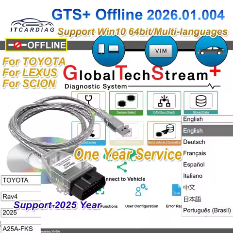GTS+ Global Techstream+ V2026.02.002 One Year for Toyota/Lexus Global Diagnostic Tool Work with J253