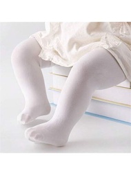 實色天鵝絨高彈性嬰兒女孩緊身褲,冬季舞蹈襪子