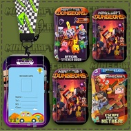 Minecraft Cartoon Name Tag Colourful Bus Card Protector Lanyard Clip#FT113