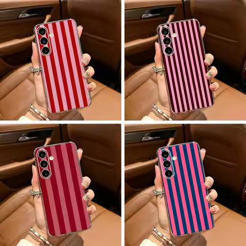 Burgundy White Stripe Clear Phone Case for Samsung Galaxy A71, A70, A52, A51, A40, A30
